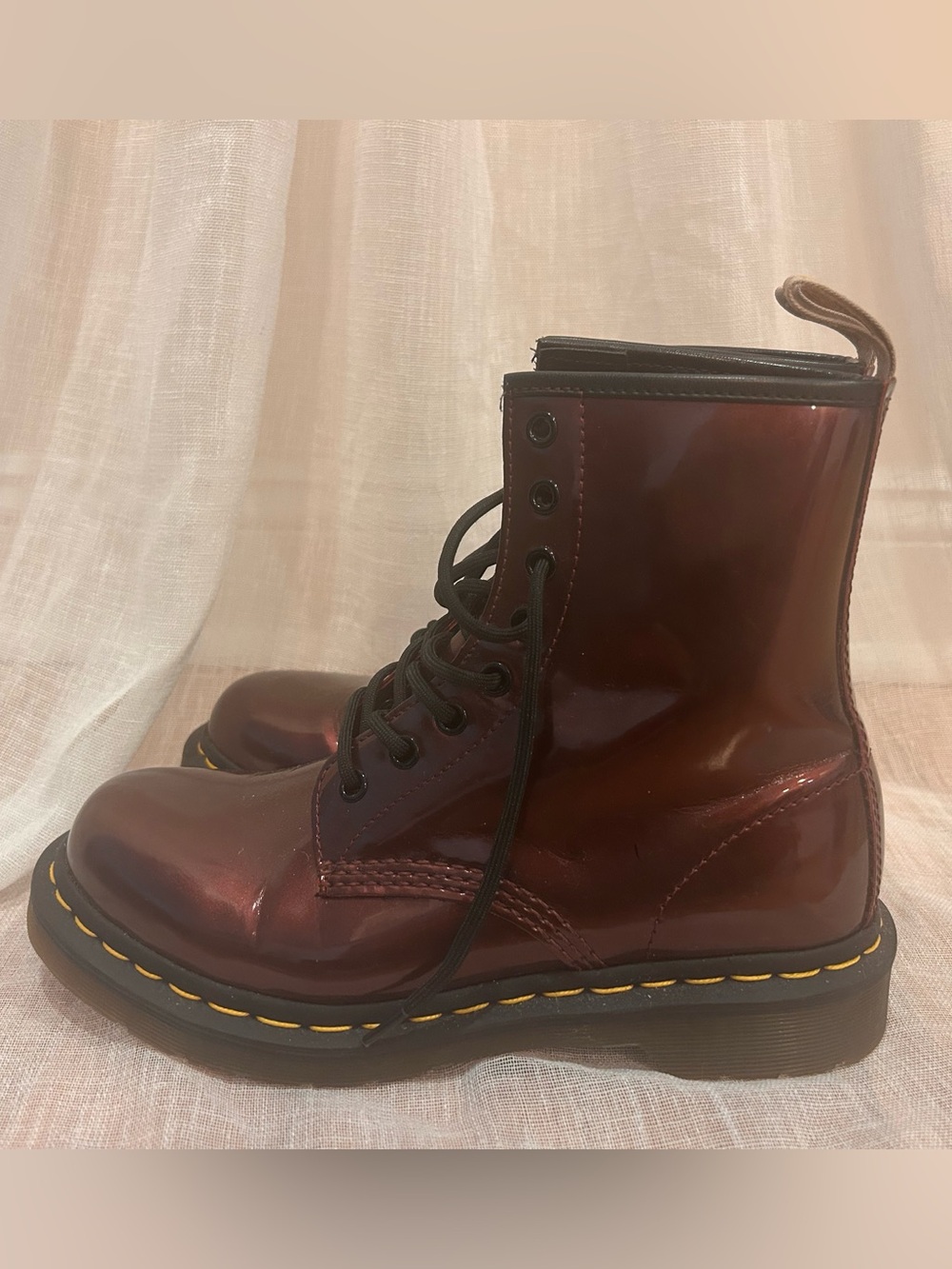 Dr. Martens Women’s Cherry Red Patent Lace-Up Boots